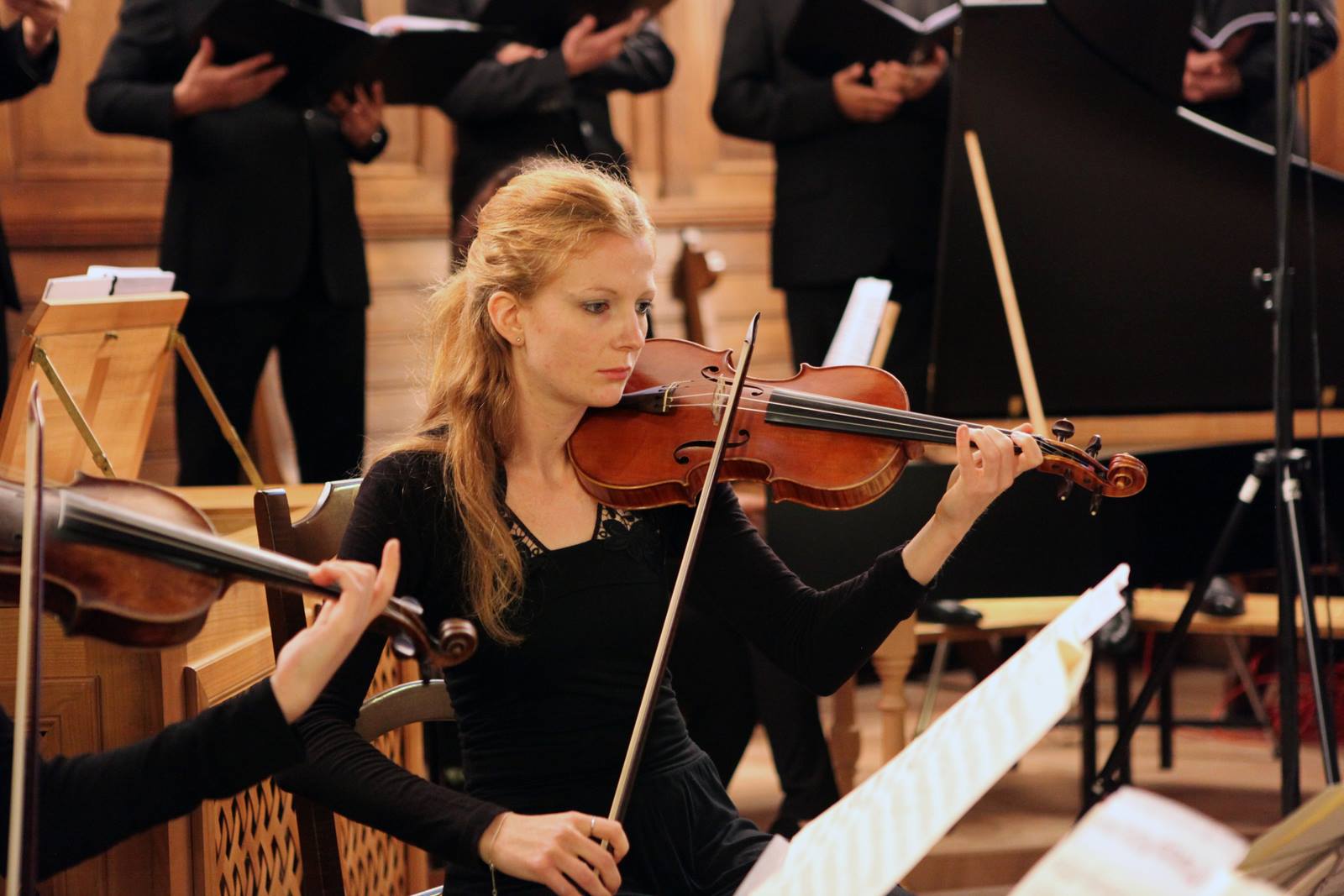 Violoniste de l'ensemble en pleine interprétation